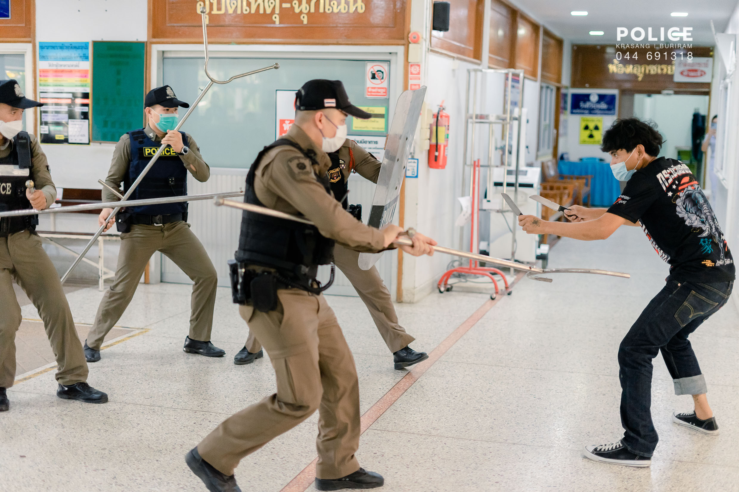 สภ.กระสังร่วมซ้อมแผนเผชิญเหตุฉุกเฉิน