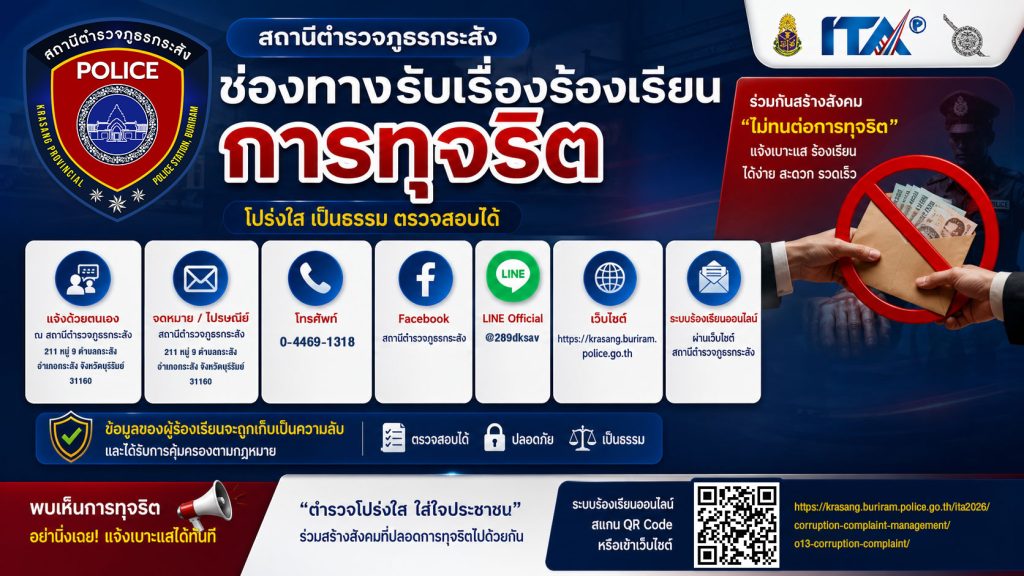 ช่องทางร้องเรียนการทุจริต2026